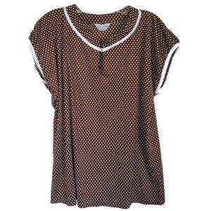 Vintage 1970s Brown Polka Dot Sears Top Size Large